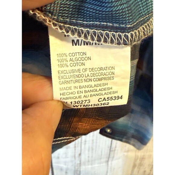 Wrangler Retro Men’s Shirt Pearl Snap Plaid Western Cowboy Sponsor Patches - Picture 5 of 8